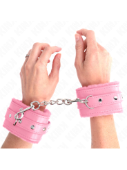 KINK - MUÑEQUERAS FORRADAS PREMIUM ROSA CON CORREA ROSA AJUSTABLE 17-29 CM X 6 CM