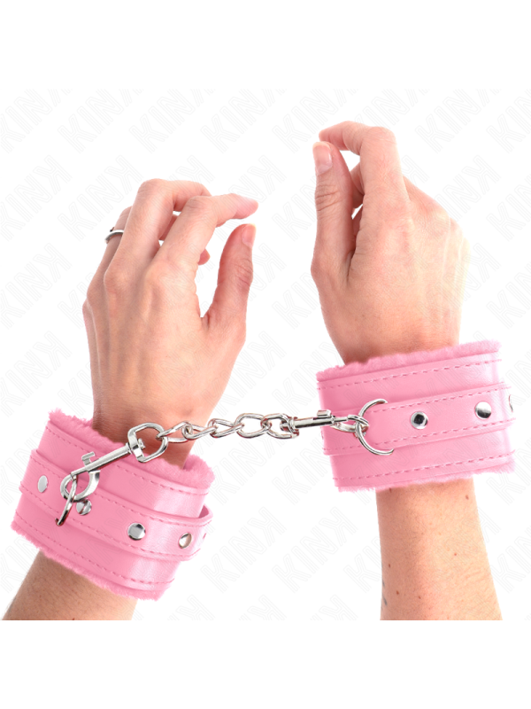 KINK - MUÑEQUERAS FORRADAS PREMIUM ROSA CON CORREA ROSA AJUSTABLE 17-29 CM X 6 CM