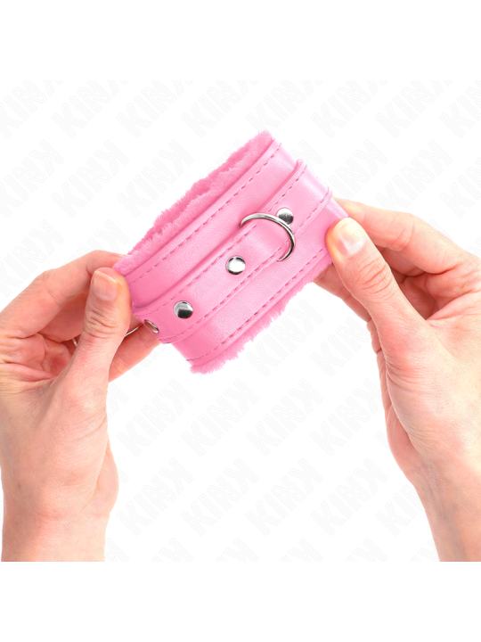 KINK - MUÑEQUERAS FORRADAS PREMIUM ROSA CON CORREA ROSA AJUSTABLE 17-29 CM X 6 CM