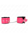 KINK - MUÑEQUERAS FORRADAS PREMIUM NEGRO CON CORREA FUCSIA AJUSTABLE 17-29 CM X 6 CM