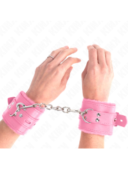 KINK - MUÑEQUERAS FORRADAS CON AGUJEROS CUADRADOS ROSA Y CORREA ROSA AJUSTABLE 17-29 CM X 6 CM
