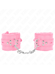 KINK - MUÑEQUERAS FORRADAS CON AGUJEROS CUADRADOS ROSA Y CORREA ROSA AJUSTABLE 17-29 CM X 6 CM