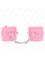KINK - MUÑEQUERAS FORRADAS CON AGUJEROS CUADRADOS ROSA Y CORREA ROSA AJUSTABLE 17-29 CM X 6 CM