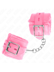 KINK - MUÑEQUERAS FORRADAS CON AGUJEROS CUADRADOS ROSA Y CORREA ROSA AJUSTABLE 17-29 CM X 6 CM