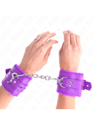KINK - MUÑEQUERAS FORRADAS CON AGUJEROS CUADRADOS VIOLETA Y CORREA VIOLETA AJUSTABLE 17-29 CM X 6 CM