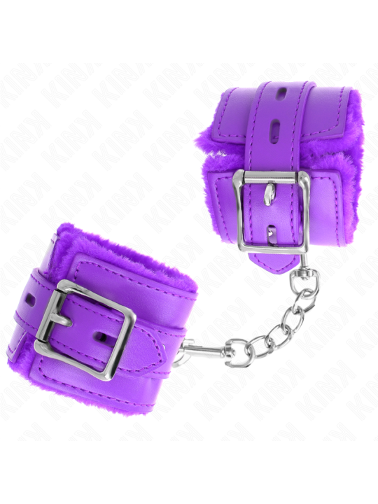 KINK - MUÑEQUERAS FORRADAS CON AGUJEROS CUADRADOS VIOLETA Y CORREA VIOLETA AJUSTABLE 17-29 CM X 6 CM