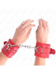 KINK - MUÑEQUERAS FORRADAS CON AGUJEROS CUADRADOS ROJO Y CORREA ROJO AJUSTABLE 17-29 CM X 6 CM