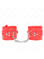 KINK - MUÑEQUERAS FORRADAS CON AGUJEROS CUADRADOS ROJO Y CORREA ROJO AJUSTABLE 17-29 CM X 6 CM