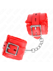 KINK - MUÑEQUERAS FORRADAS CON AGUJEROS CUADRADOS ROJO Y CORREA ROJO AJUSTABLE 17-29 CM X 6 CM