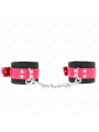 KINK - MUÑEQUERAS DE NYLON NEGRO CON CORREA POLIPIEL FUSCIA AJUSTABLE 19-29 CM X 5.1 CM