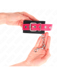 KINK - MUÑEQUERAS DE NYLON NEGRO CON CORREA POLIPIEL FUSCIA AJUSTABLE 19-29 CM X 5.1 CM
