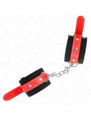KINK - MUÑEQUERAS DE NYLON NEGRO CON CORREA POLIPIEL ROJO AJUSTABLE 19-24 CM X 5.5 CM