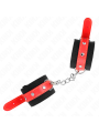 KINK - MUÑEQUERAS DE NYLON NEGRO CON CORREA POLIPIEL ROJO AJUSTABLE 19-24 CM X 5.5 CM