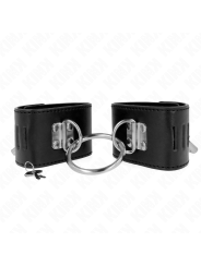 KINK - MUÑEQUERAS FIJAS CON ANILLA Y CIERRE CANDADO NEGRO AJUSTABLE 16-23 CM X 5.5 CM