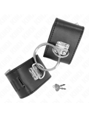 KINK - MUÑEQUERAS FIJAS CON ANILLA Y CIERRE CANDADO NEGRO AJUSTABLE 16-23 CM X 5.5 CM