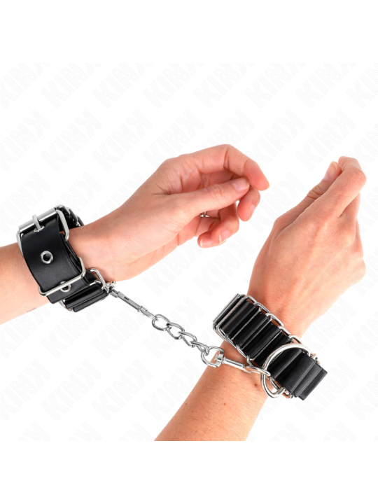 KINK - MUÑEQUERAS FINAS EN FORMA DE BISAGRA NEGRO AJUSTABLE 16-22 CM X 3.5 CM