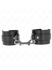 KINK - MUÑEQUERAS SIMPLES CON FILA DE REMACHES Y HEBILLA GRANDE NEGRO AJUSTABLE 17-28 CM X 5 CM