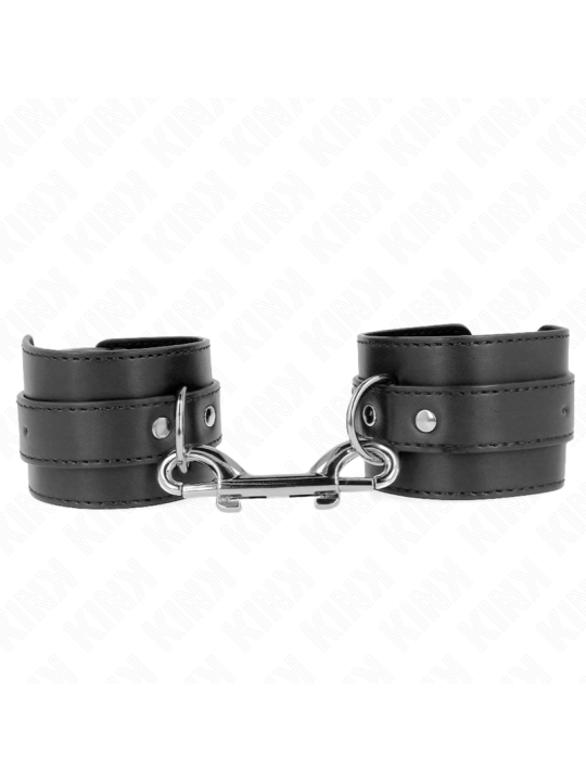 KINK - MUÑEQUERAS SIMPLES CON FILA DE REMACHES Y HEBILLA GRANDE NEGRO AJUSTABLE 17-28 CM X 5 CM