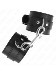 KINK - MUÑEQUERAS SIMPLES CON FILA DE REMACHES Y HEBILLA GRANDE NEGRO AJUSTABLE 17-28 CM X 5 CM