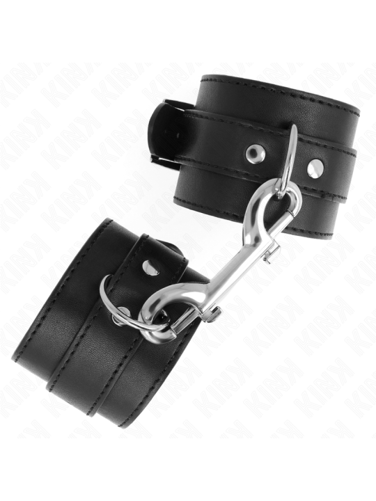 KINK - MUÑEQUERAS SIMPLES CON FILA DE REMACHES Y HEBILLA GRANDE NEGRO AJUSTABLE 17-28 CM X 5 CM