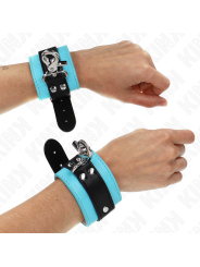 KINK - MUÑEQUERAS CON CIERRE PREMIUM NEGRO / AZUL AJUSTABLE 21-28 CM X 5.5 CM