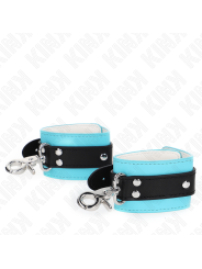 KINK - MUÑEQUERAS CON CIERRE PREMIUM NEGRO / AZUL AJUSTABLE 21-28 CM X 5.5 CM