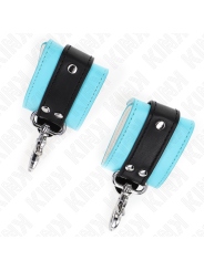 KINK - MUÑEQUERAS CON CIERRE PREMIUM NEGRO / AZUL AJUSTABLE 21-28 CM X 5.5 CM