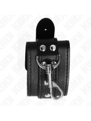 KINK - MUÑEQUERAS ESTILO MAZMORRA CON CERRADURA NEGRO AJUSTABLE 21-28 CM X 5.5 CM