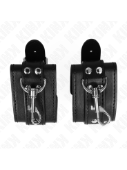 KINK - MUÑEQUERAS ESTILO MAZMORRA CON CERRADURA NEGRO AJUSTABLE 21-28 CM X 5.5 CM