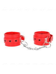 KINK - MUÑEQUERAS ROJO CON INCRUSTACIÓN DE CORAZÓN NEGRO AJUSTABLE 21-28 CM X 5.5 CM