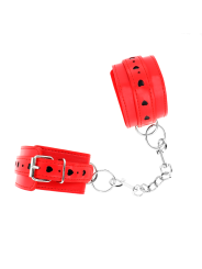 KINK - MUÑEQUERAS ROJO CON INCRUSTACIÓN DE CORAZÓN NEGRO AJUSTABLE 21-28 CM X 5.5 CM