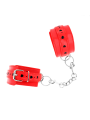 KINK - MUÑEQUERAS ROJO CON INCRUSTACIÓN DE CORAZÓN NEGRO AJUSTABLE 21-28 CM X 5.5 CM