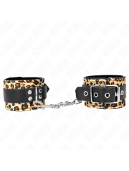 KINK - MUÑEQUERAS DE CUERO ESTILO LEOPARDO AJUSTABLE 18-29 CM X 5.5 CM