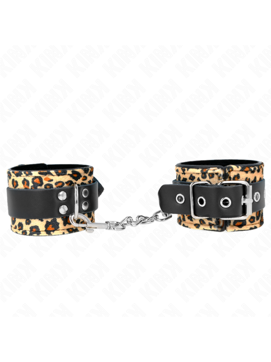 KINK - MUÑEQUERAS DE CUERO ESTILO LEOPARDO AJUSTABLE 18-29 CM X 5.5 CM