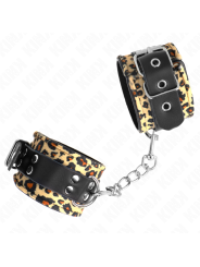 KINK - MUÑEQUERAS DE CUERO ESTILO LEOPARDO AJUSTABLE 18-29 CM X 5.5 CM