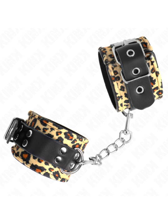 KINK - MUÑEQUERAS DE CUERO ESTILO LEOPARDO AJUSTABLE 18-29 CM X 5.5 CM