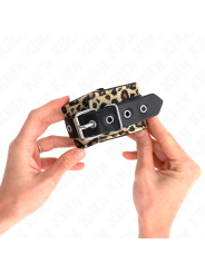KINK - MUÑEQUERAS DE CUERO ESTILO LEOPARDO AJUSTABLE 18-29 CM X 5.5 CM