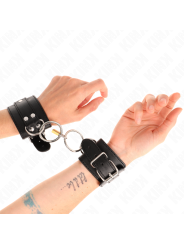 KINK - MUÑEQUERAS CON BLOQUEO DE CANDADO EN ANILLAS NEGRO AJUSTABLE 20-28 CM X 5.5 CM