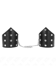 KINK - MUÑEQUERAS ESTILO PUNTIAGUDO NEGRO CON CADENA AJUSTABLE 17-23 CM X 8.5 CM