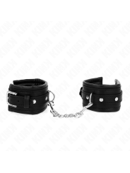 KINK - MUÑEQUERAS NEGRO CON HEBILLA DE DIAMANTES DE IMITACIÓN AJUSTABLE 25-32 CM X 5.5 CM