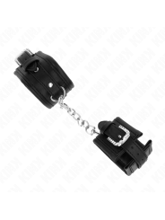 KINK - MUÑEQUERAS NEGRO CON HEBILLA DE DIAMANTES DE IMITACIÓN AJUSTABLE 25-32 CM X 5.5 CM