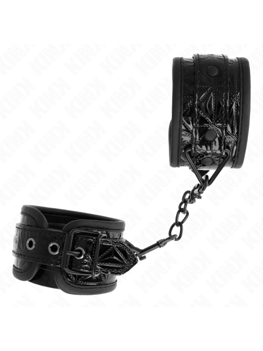 KINK - MUÑEQUERAS CON PATRÓN DE DIAMANTES NEGRO AJUSTABLE 17-26 CM X 5.5 CM