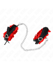KINK - MUÑEQUERAS ELÁSTICAS DE ENCAJE CON DETALLE CORAZÓN ROJO AJUSTABLE 22-35 CM