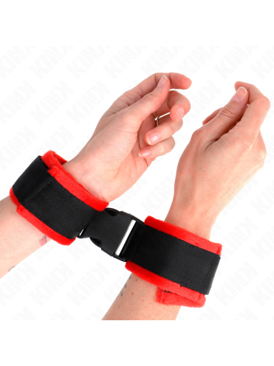 KINK - MUÑEQUERAS NYLON ROJO-NEGRO MODELO 1 AJUSTABLE 25-35 CM X 6 CM
