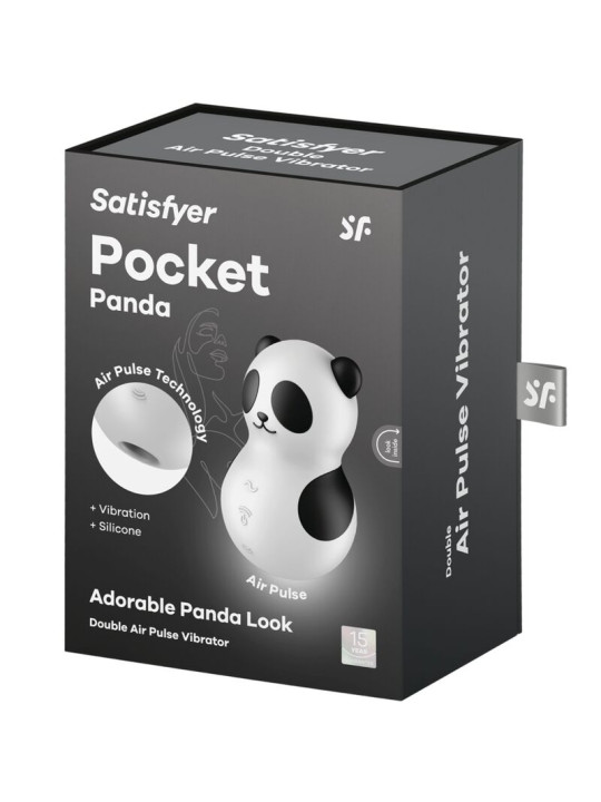 SATISFYER - POCKET PANDA ESTIMULADOR & VIBRADOR BLANCO Y NEGRO