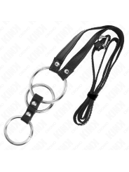 KINK - ANILLO PENE METAL TRIPLE 3.8 CM A 5 CM CON CINTURÓN POLIPIEL 112 CM