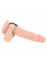 KINK - ANILLO PENE METAL DOBLE 3.8 CM A 5 CM CONECTADOS CON CUERO