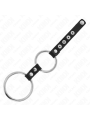 KINK - ANILLO PENE METAL DOBLE 3.8 CM A 5 CM CONECTADOS CON CUERO