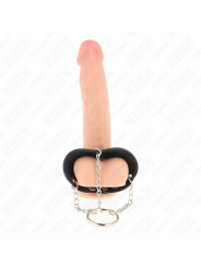 KINK - ANILLO PENE 4 CM CADENA 7 CM METAL CON CINTURÓN CUERO