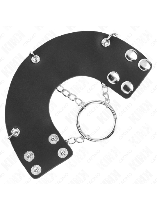 KINK - ANILLO PENE 4 CM CADENA 7 CM METAL CON CINTURÓN CUERO